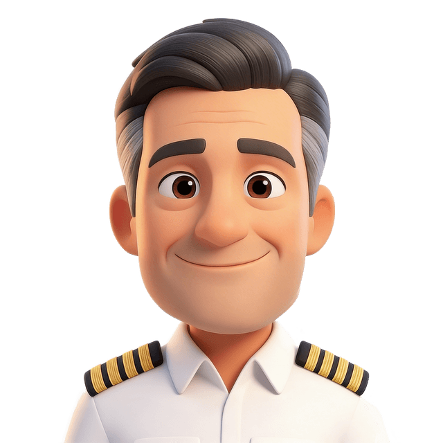 Captain Harris, illustrated pilot character